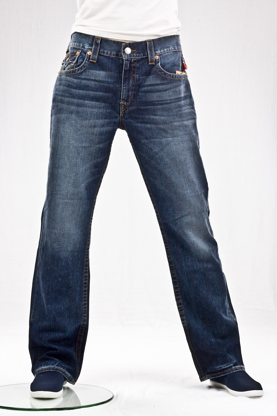 джинсы мужские True Religion широкие прямые Straight flap red orange sn