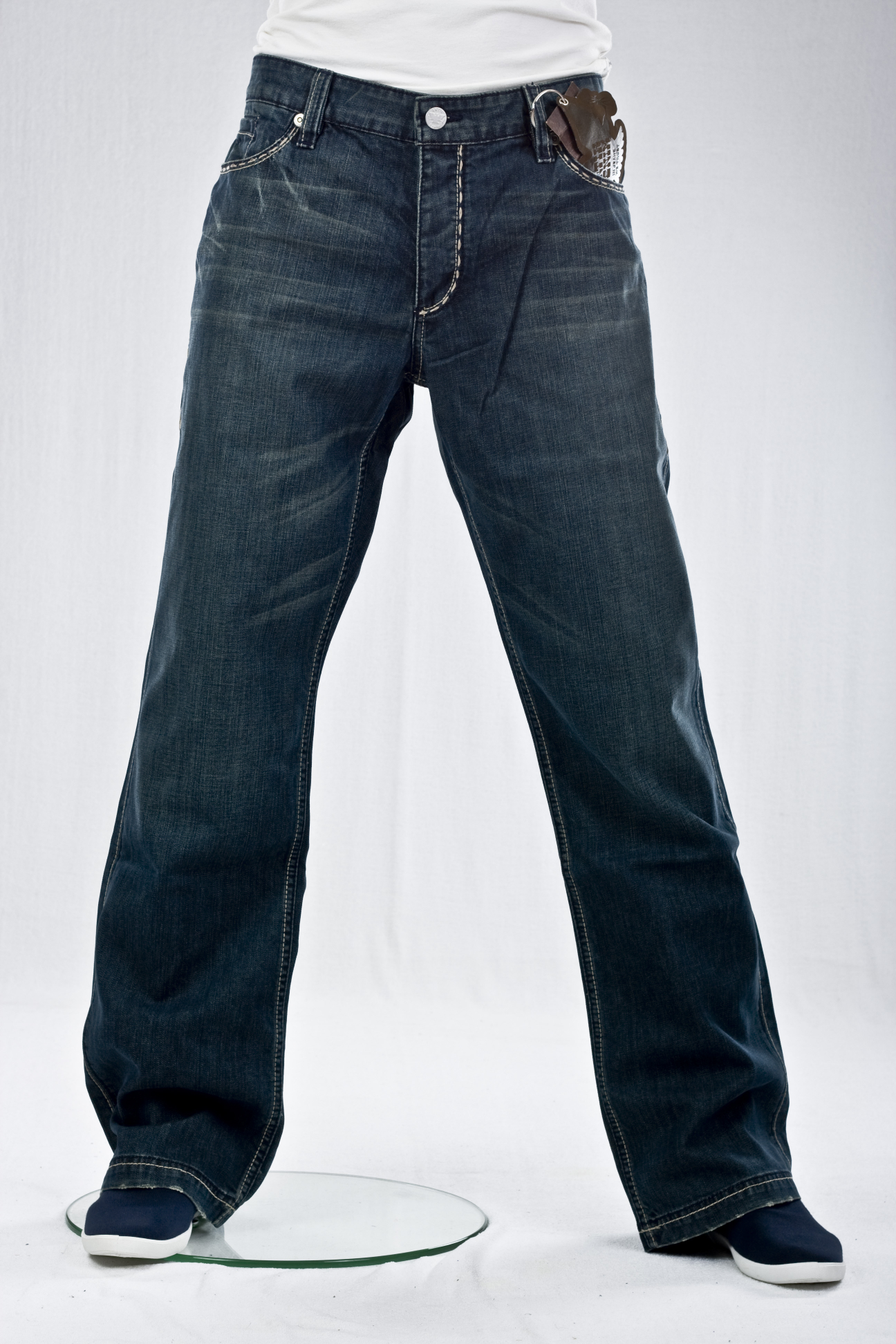 джинсы мужские Antik Denim широкие и свободные BOOTCUT Medium Blue EMBROIDERED