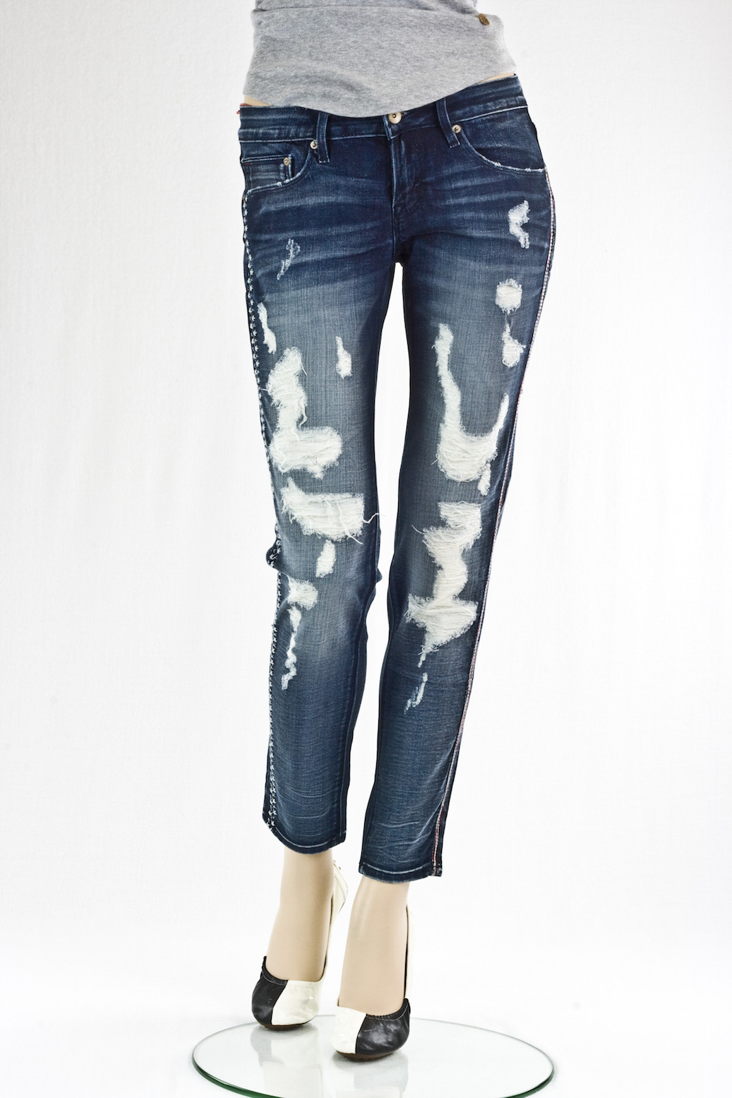 джинсы женские Cult of individuality винтажные "Скини" Hitcher destroyed jeans